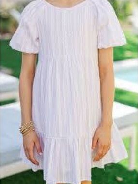 Shop The Mint The Marleigh Lavender Striped Lace Puff Sleeve Dress Size XL 12 14